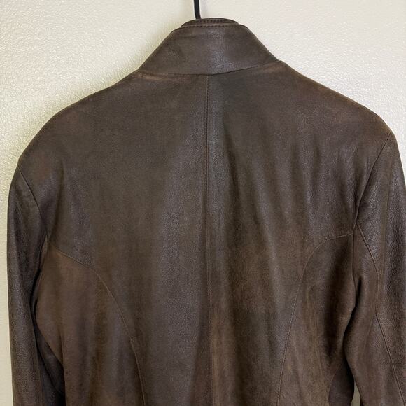 Remy Lambskin Leather Jacket Womens Large Brown Full Zip Snap Handcrafted USA - Picture 10 of 15